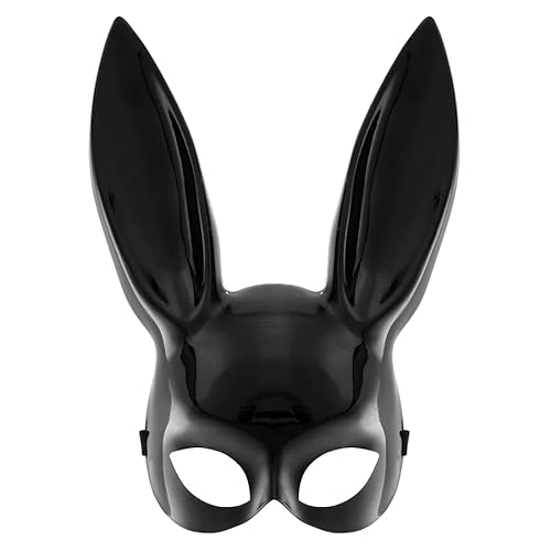 Masque dHalloween * Lapin * en plastique noir comme déguisem