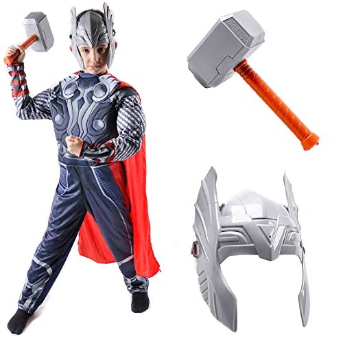 Costume Thor + Masque + Cape + Marteau, Super Héros, Unisexe