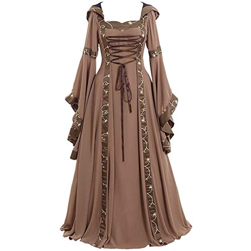 ZEELIY Robes Renaissance Médiévale Femmes, Manches Longues P