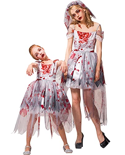 IKALI Filles Zombie Mariée Costume Halloween Enfants De Bal 