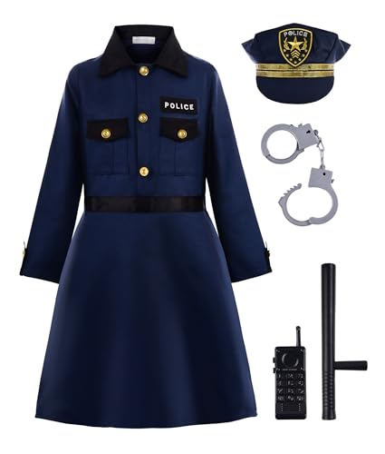 ReliBeauty Déguisement Policière Costume Fille Robe avec Acc