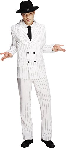 Smiffys Costume Fever de gangster, blanc, veste, pantalon et