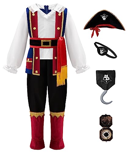 ReliBeauty Costume Pirate Déguisement Enfant Pirate Garçon F