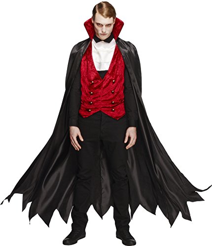 Smiffys Costume Fever de vampire, noir et rouge, avec gilet,