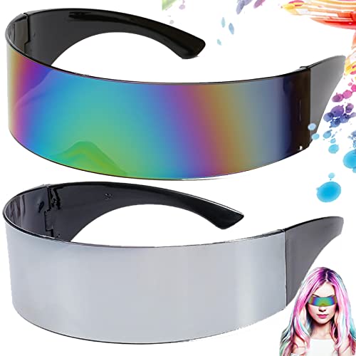 2 Pièces lunettes de soleil futuristes colorées, Lunettes de