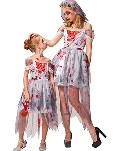 IKALI Femmes Zombie mariée Costume Halloween Dames cimetière