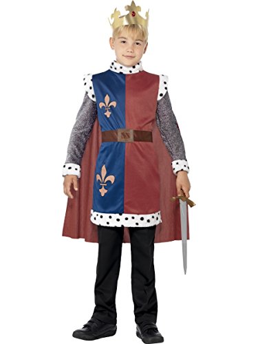 Smiffys Costume roi Arthur médiéval, Rouge, avec tunique, ca