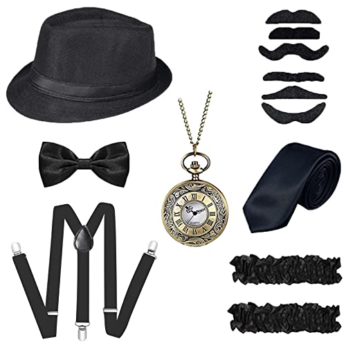 YADODO Costume Homme Année 20 Gatsby Homme Accessoire Kit 14