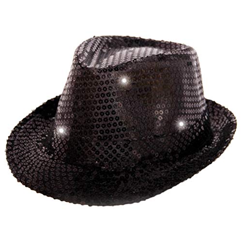 Folat Chapeau Trilby Métallique Noir avec Lampes LED et Pail