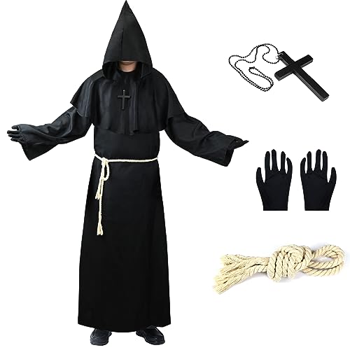 FORMIZON Costume de Moine dHalloween, Robe de Prêtre Adulte 