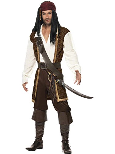 Smiffys Costume pirate de haute mer, marron, avec haut, pant