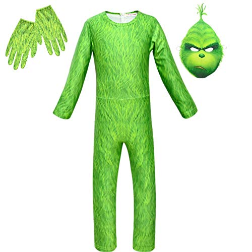 GUBAOPQ Costume de Grinch pour enfant avec masque et gants -