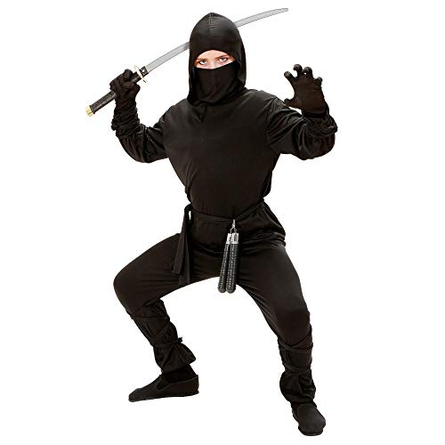 Widmann - Déguisement ninja full black 11/13 ans (158 cm)