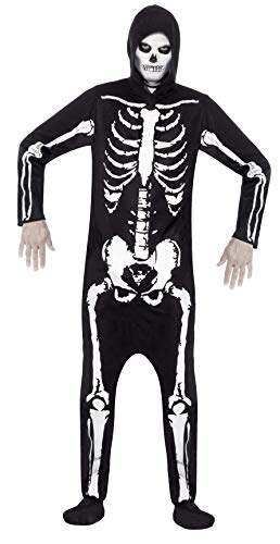Smiffys Costume de squelette, Noir, avec combinaison à capuc