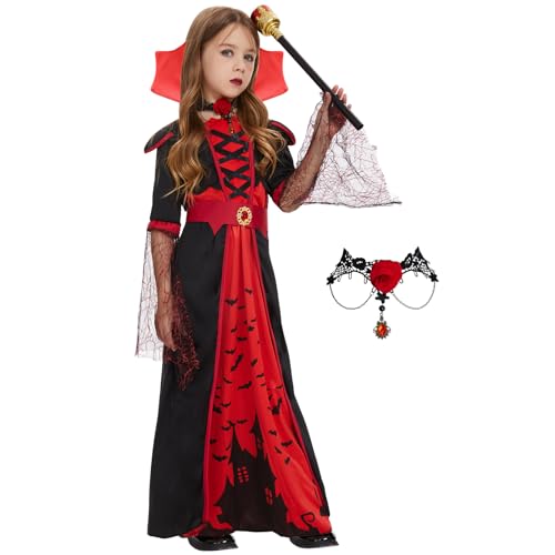 FORMIZON Costume Vampire Fille, Déguisement Halloween Enfant