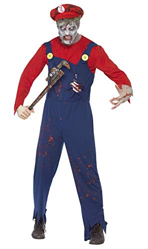 Smiffys Costume plombier zombie, Rouge, avec haut, salopette