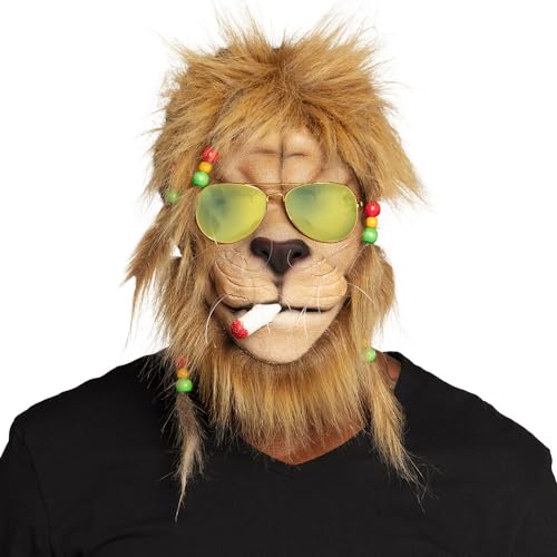 Boland Masque de tête Rasta Lion avec Cheveux et Lunettes, 1