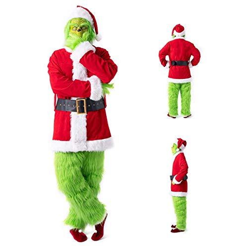 W-life Furry Grinch Costume 7pcs Noël Vert Cheveux Monstre T