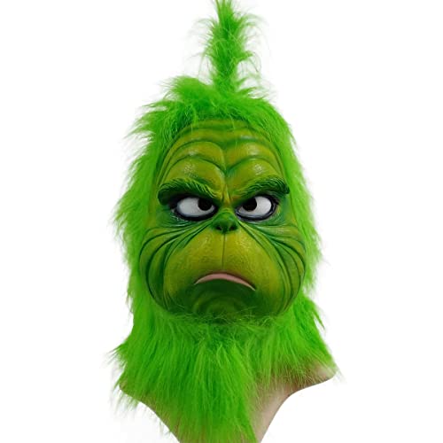 Senua Le masque Grinch avec fourrure verte pour Noël, cospla