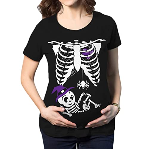 Tops de maternité dHalloween, squelette imprimé de maternité