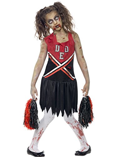 Smiffys- Smiffys Costume Cheerleader Zombie, Rouge & Noir, a
