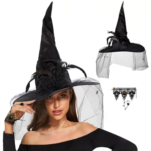 FORMIZON Halloween Chapeau de Sorcière et Bracelet Gothique,