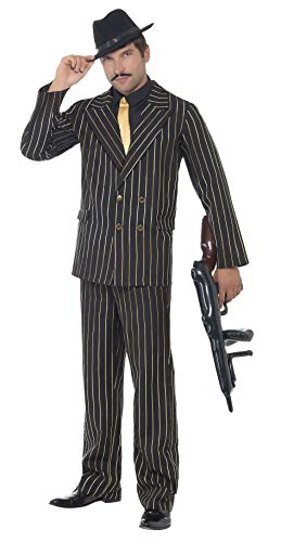 Smiffys Costume de gangster élégant à rayures dorées, avec v