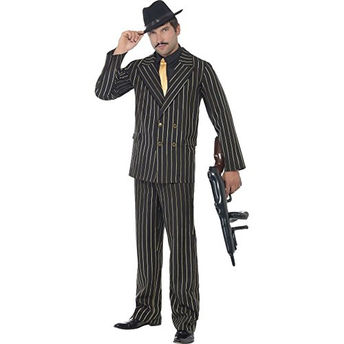 Smiffys Costume de gangster élégant à rayures dorées, avec v