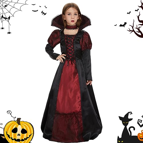 FORMIZON Costume Vampire Fille, Deguisement Robe de Vampire 