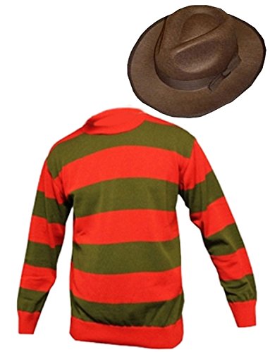 Déguisement de Freddy Krueger avec pull et chapeau