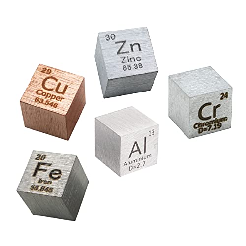 10mm Cubes de densité Cuivre,Fer,Aluminium,Zinc,Chrome Métal