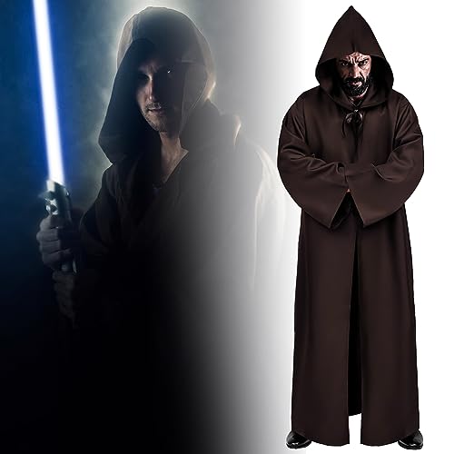 UPZAI Cape à Capuche Adulte: Halloween Deguisement Jedi Cape