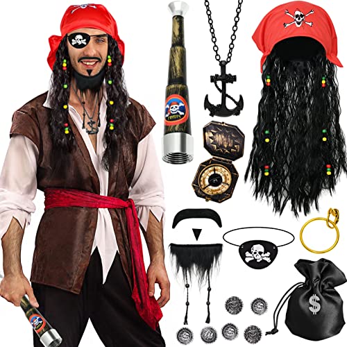 Tacobear Déguisement Pirate Accessoiresavec Peruque Pirate H