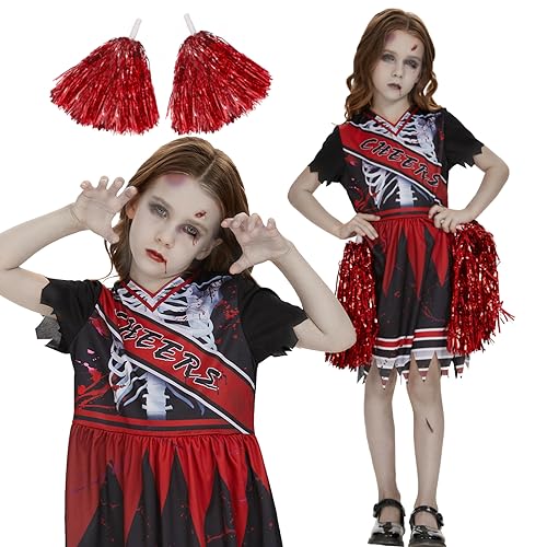 FORMIZON Costume Cheerleader Zombie, Costume de Pom-pom Girl