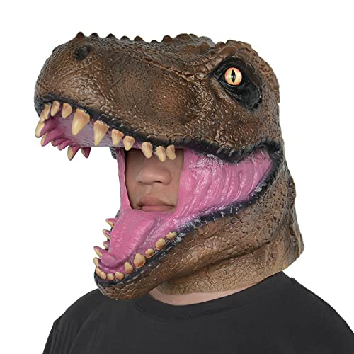 PARTYGEARS Masque de dinosaure Tyrannosaure T-Rex marron pou