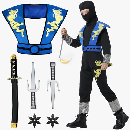 WELLCHY Deguisement Ninjago, Deguisement Ninja Enfant, 8 piè