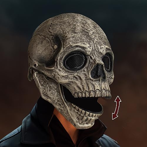 Bkpaweero Masque Halloween Adulte, crâne avec mâchoire mobil