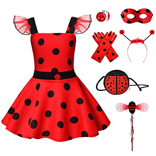 vamei Costume Ladybug Enfant Deguisement Princesse Fille ave