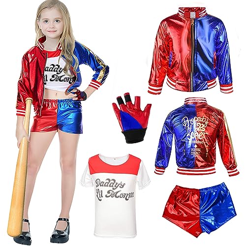 Vcumter Déguisement Harley Squad Costume, Harley Quinn Cospl