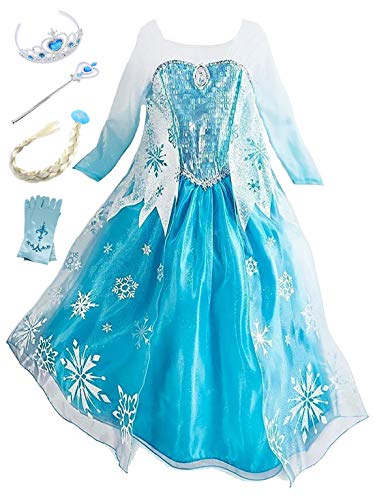 New Front Robe Reine des Neiges Enfant Costume Princesse Els