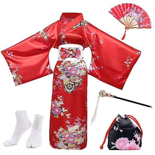 PLULON 5 Pcs Robe Japonaise Geisha Yukata Robe Blossom Satin