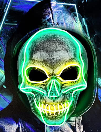 yumcute Masque LED Halloween, 3 Modes de Clignotements Masqu