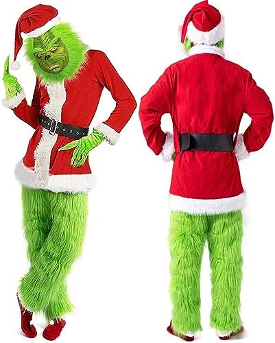 7 Pièces Costume De Noël Adulte Grinch Deluxe Costume De Pèr
