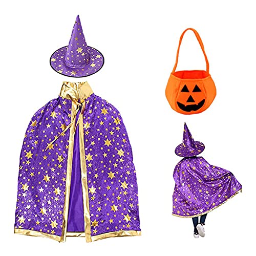 Costume dHalloween - Cape de sorcière avec chapeau et sac de