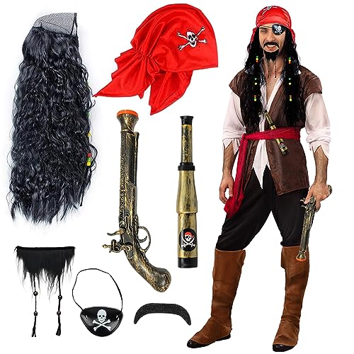 JORAKI Costume de Pirate Déguisement Pirate Accessoires Pira