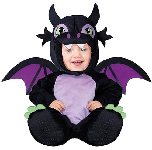 FIESTAS GUIRCA Déguisement Dragon Noir avec Ailes pour Bébé 