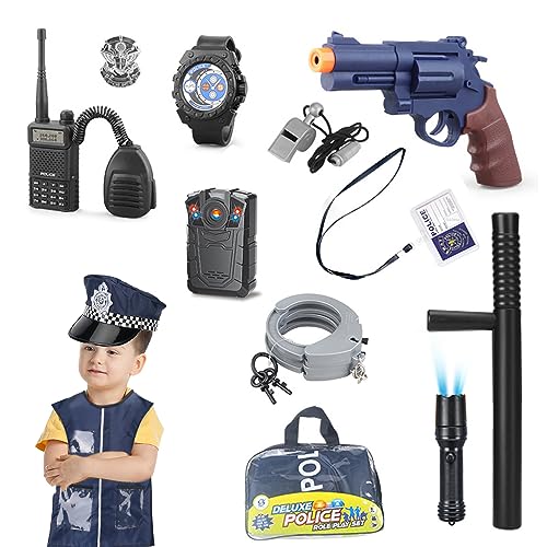 FENYW Police Deguisement Enfant Costume, 13PCS Policier Cost