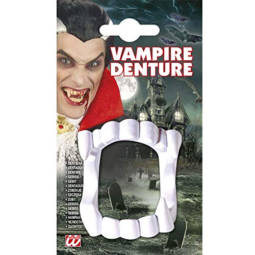 W WIDMANN- Dents de Vampire pour Adultes, 8288402, Blanc, Ta