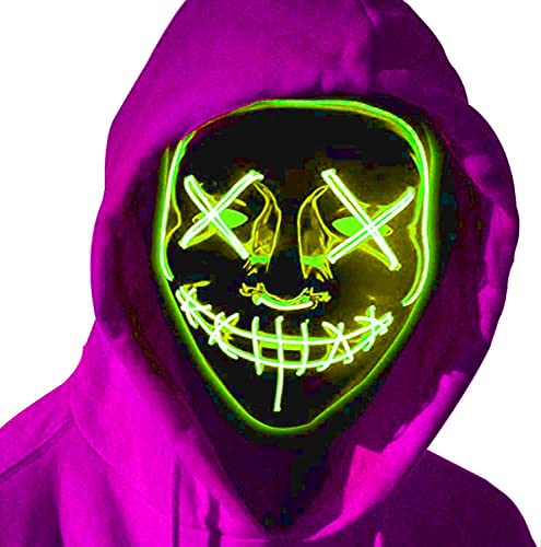 LED Masque Halloween Masque neon lumineux convient aux homme