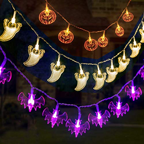 Qedertek Décoration Halloween, (Lot de 3) 20 LED Guirlande L